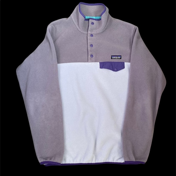 Patagonia Synchilla Lightweight Snap-T Pullover Jacket in Tri tone purple Large - Picture 2 of 4
